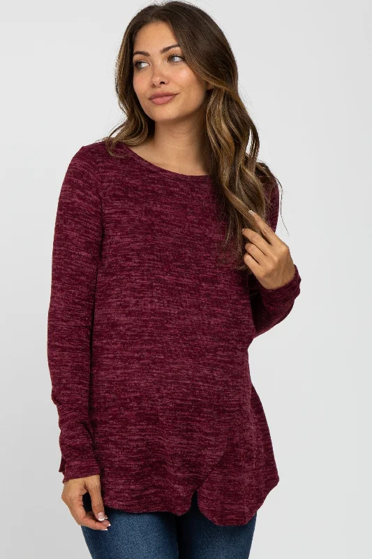 underwire alternative women nursing braBurgundy Heather Knit Layered Front Maternity/Nursing Top