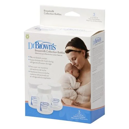 highly rated women nursing braDr Brown's 120ML Breastmilk Collection Wide-neck Bottle (3 Pack)