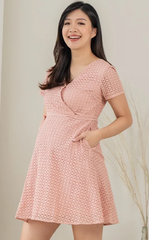 padded cup women nursing braEmersyn Eyelet Nursing Dress in Pink