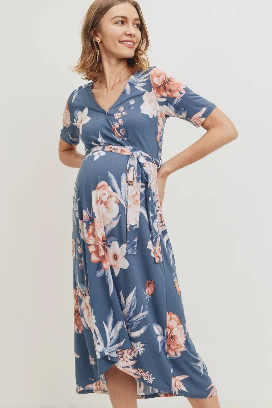 stylish design women nursing braFloral High-Low Flowy Maternity/Nursing Dress