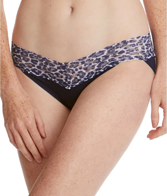 wireless women bikini briefs for a soft feelHanky Panky Cotton-Spandex V-kini (892371) - Navy/Leopard