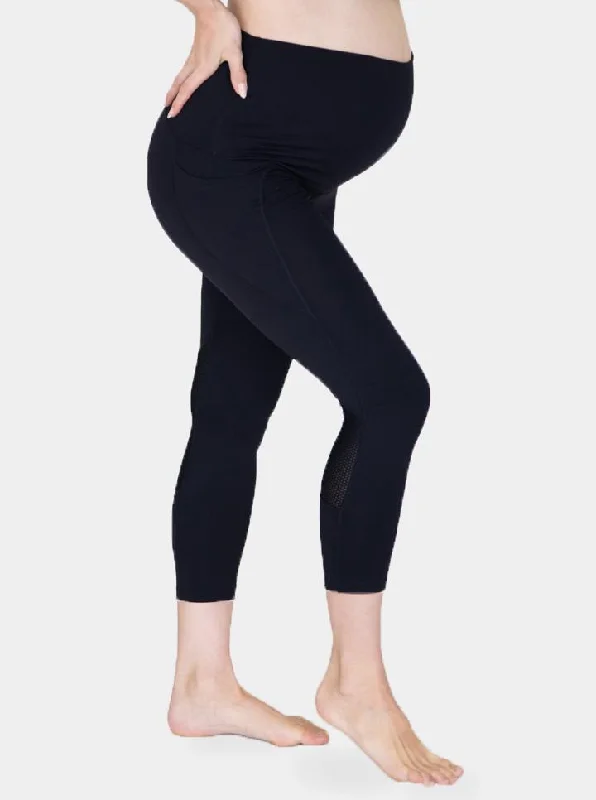 coordinating women nursing bra with maternity wearMaternity Workout 3/4 Length Leggings - Black