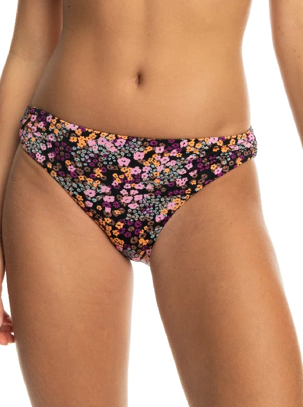 quick dry women bikini briefs for beach activitiesPrinted Beach Classics Hipster Bikini Bottoms - Anthracite Floral Daze