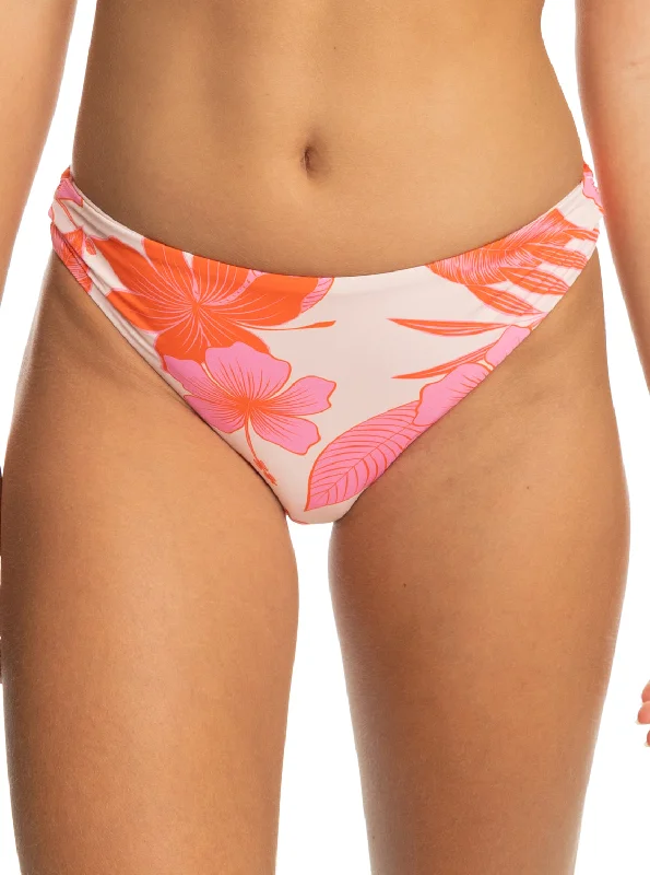 solid color women bikini briefs in pastel shadesPrinted Beach Classics Hipster Bikini Bottoms - Pale Dogwood Lhibiscus