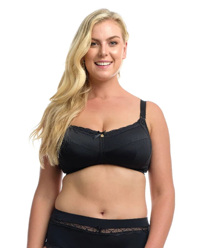 organic cotton women nursing braTHE ESSENTIAL NURSING BRA: Black