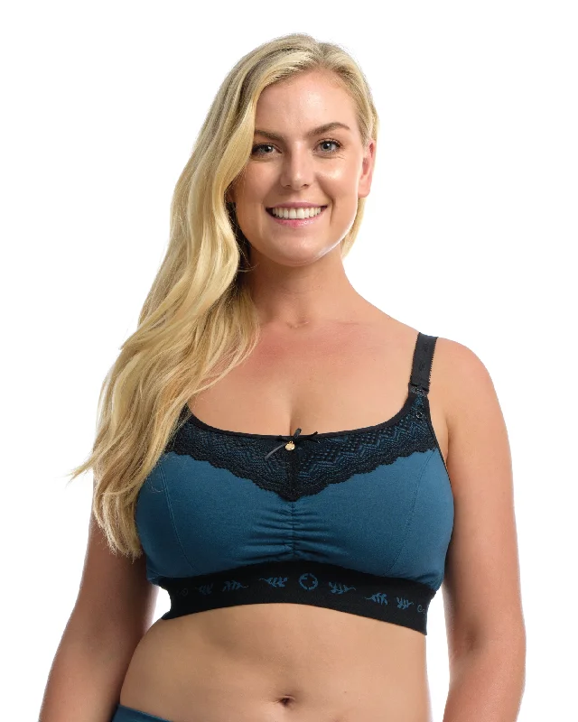 organic cotton women nursing braTHE NURSING LOUNGE BRA: Midnight Blue