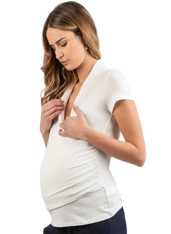 padded cup women nursing braWrap Maternity & Nursing Top - Off White