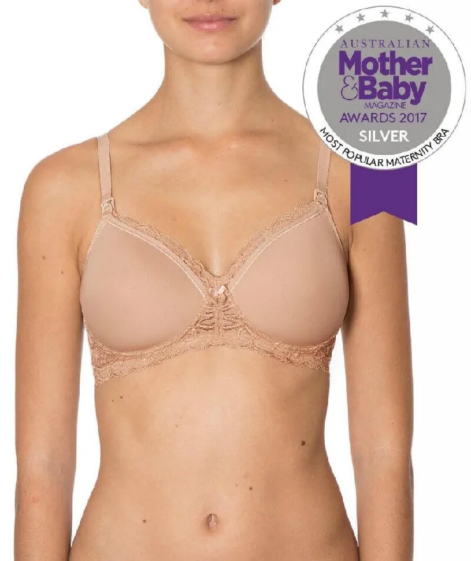 plunge wireless bras for a natural lookGorgeous Mama Lace N  Bra NUDE