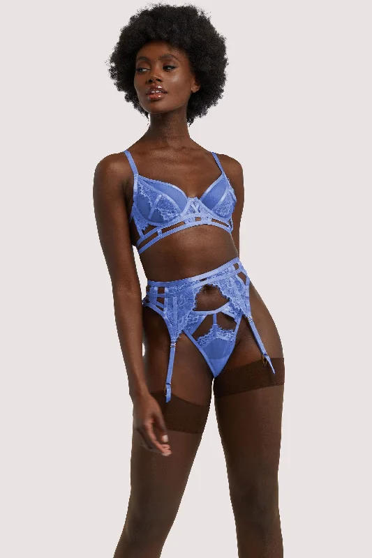 full cup padded bras for enhanced shapeClaire Blue Caged Lace Suspender