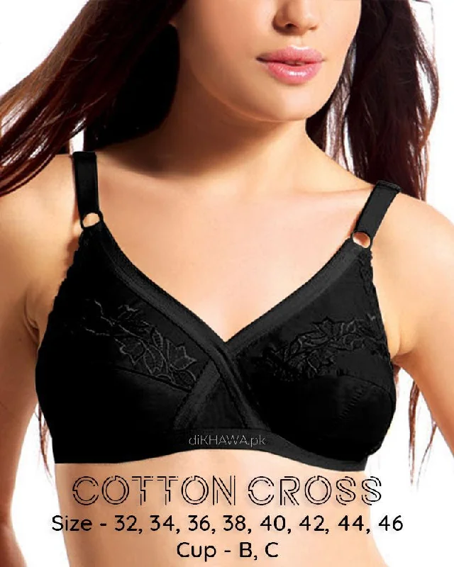 bralette with underwire for added supportCotton Cross - Flourish Bra - Non Padded Non Wired Embroidered Cotton Bra