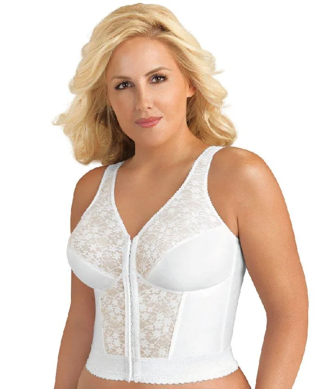 minimizer bras to reduce bust sizeExquisite Form Fully Front Close Wire-Free Longline Posture With Lace Bra - White