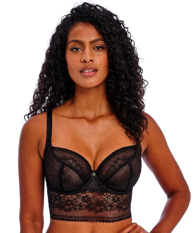 seamless backless bras for summer dressesFreya Sydnie Underwire Longline Bra - Black