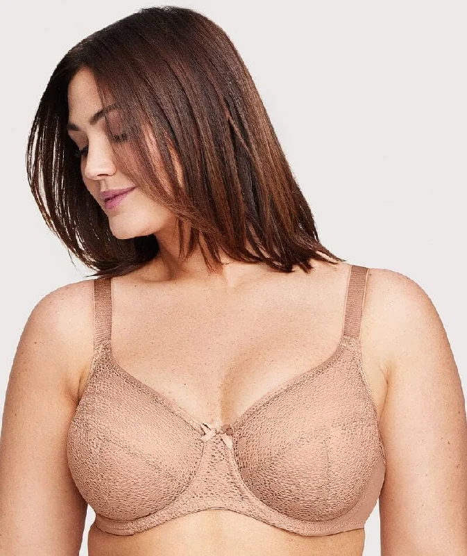 push up bras for enhanced cleavageGlamorise Lace Comfort WonderWire Bra - Cappuccino