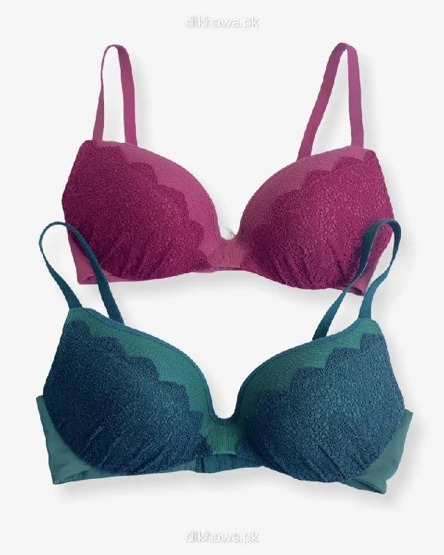 t - shirt bras for a smooth look under clothesImported Stocklot Branded  Net Pushup Bra - Underwired Bra  -  Padded Bra - Pack of 2