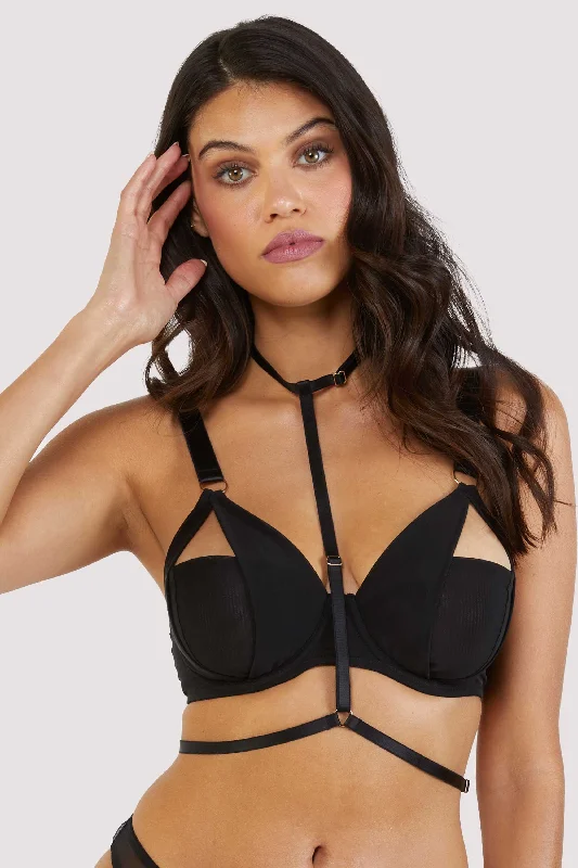 plunge t - shirt bras for a sleek appearanceJuliet Harness Black Bra