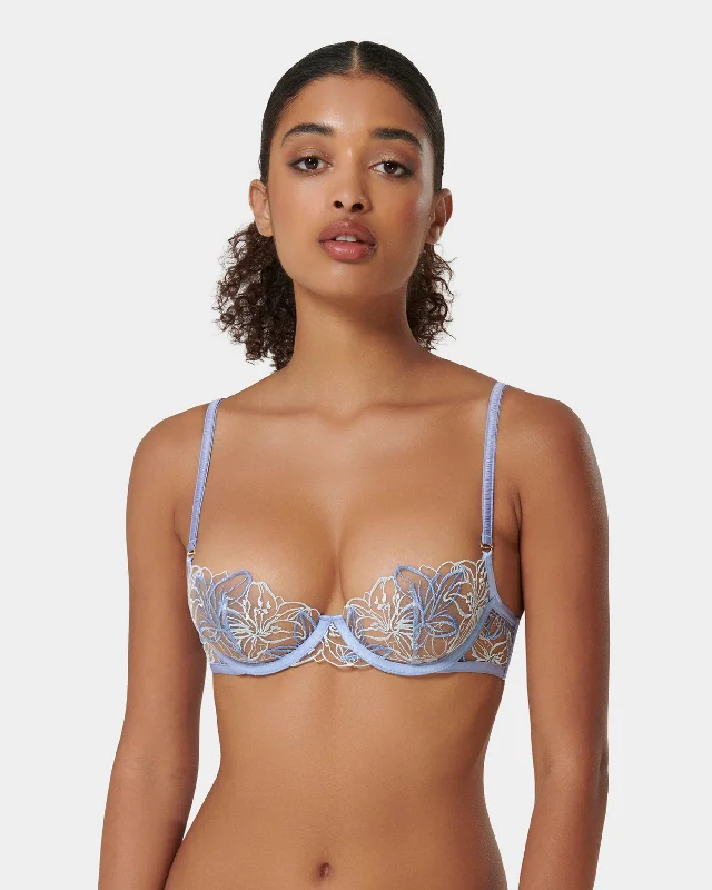 underwire sports bras for extra stabilityLilly Wired Bra Hydrangea Blue/Ice Water Blue/Sheer