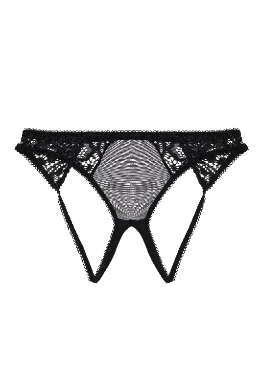 bralette with underwire for added supportBlack Lace And Mesh Ouvert Brief