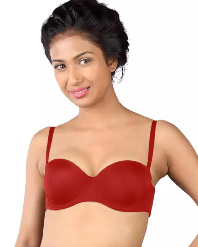 full cup nursing bras for better milk flowPush Up Red Bridal Bra - Single Padded Underwired Bra