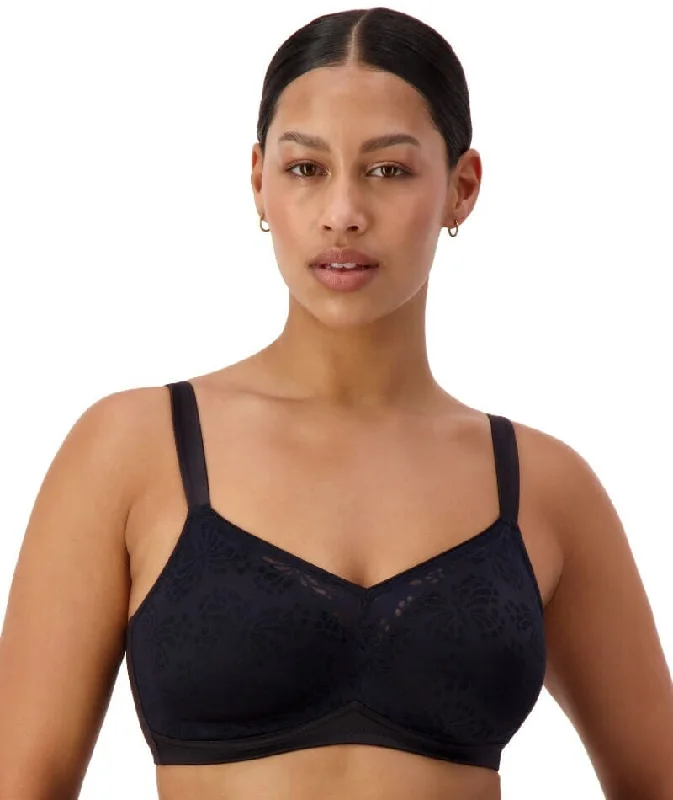 moisture wicking sports bras for sweaty workoutsTriumph Lacy Minimiser Wire-Free Bra - Black