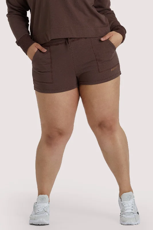 moisture wicking convertible brasBrown Tie Waist Curve Shorts