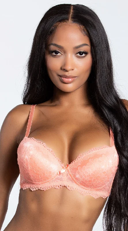 lace balconette bras for a luxurious feelYandy Double Up Daisy Orange Demi Bra