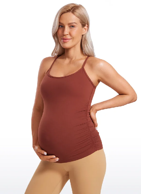 coordinating women bra tanks with high - waisted leggingsButterluxe Y Back Maternity Tank Ruched Sides