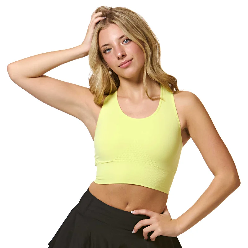 eco - friendly women sport bra made from recycled materialsFearless Seamless Crop Top - Yellow