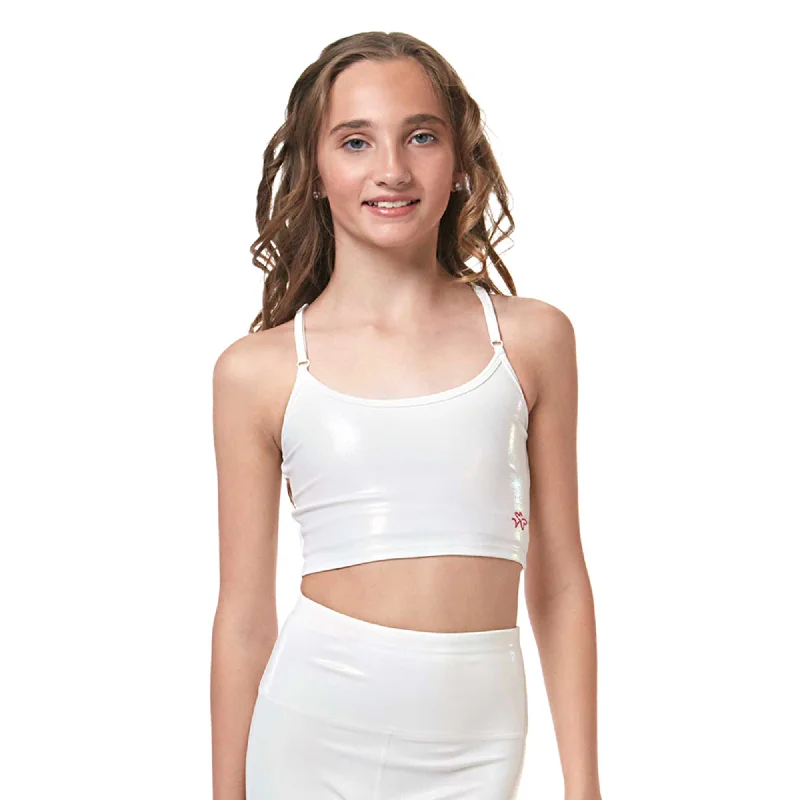 eco - friendly women sport bra made from recycled materialsIgnite Crop Top - Pearl