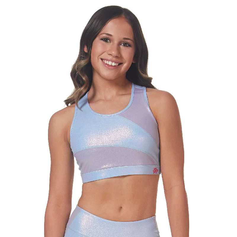 colorful women sport bra for a stylish lookLevel Up! Sports Bra - Iridescent Blue