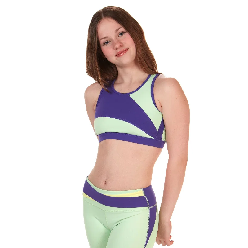 beaded women sport bra for a glamorous touchLevel Up! Sports Bra - Purple and Mint