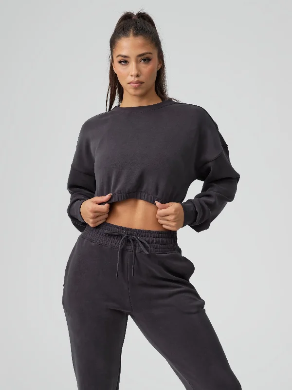 affordable women sport bra for budget - conscious shoppersLuxe Long Sleeve Crop - Black