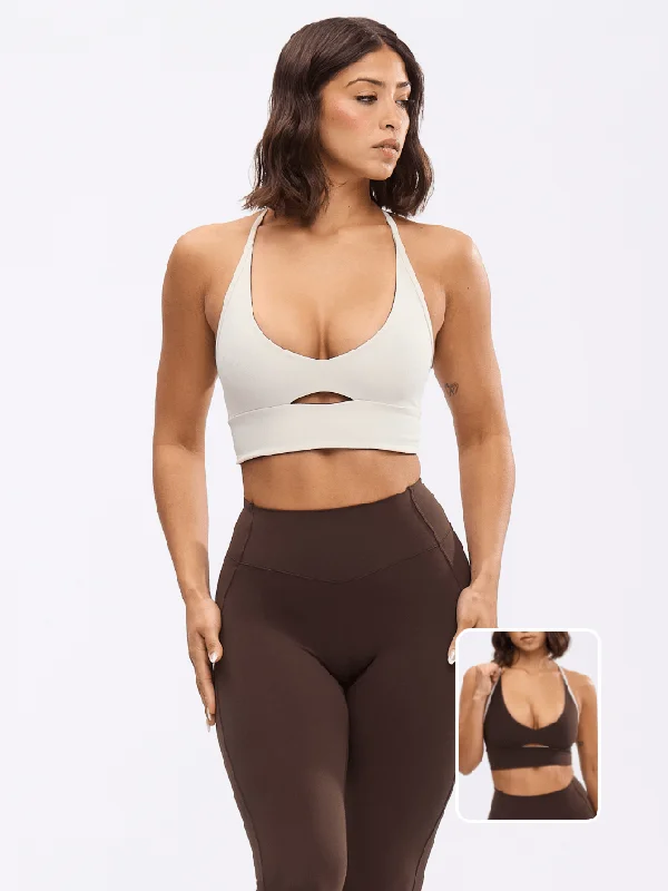 plus size high impact women sport braReversible Nubre Crop - Bone and Cold Brew