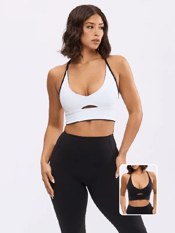 nursing women sport bra for breastfeeding easeReversible Nubre Crop - Onyx Black and White