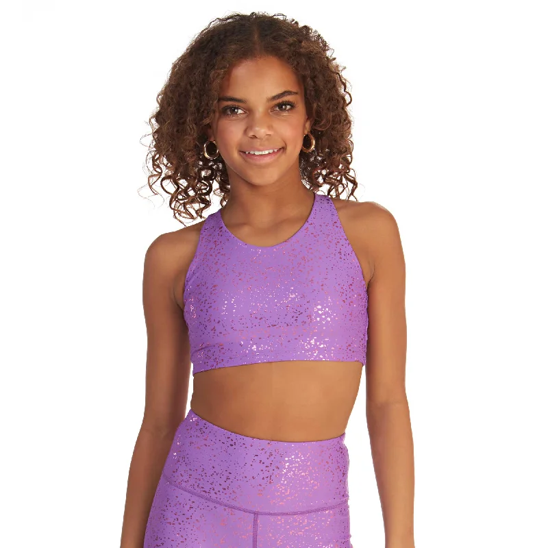 anti - odor women sport bra for freshnessSuperstar V-Neck Crop Top - Lavender Sparkle