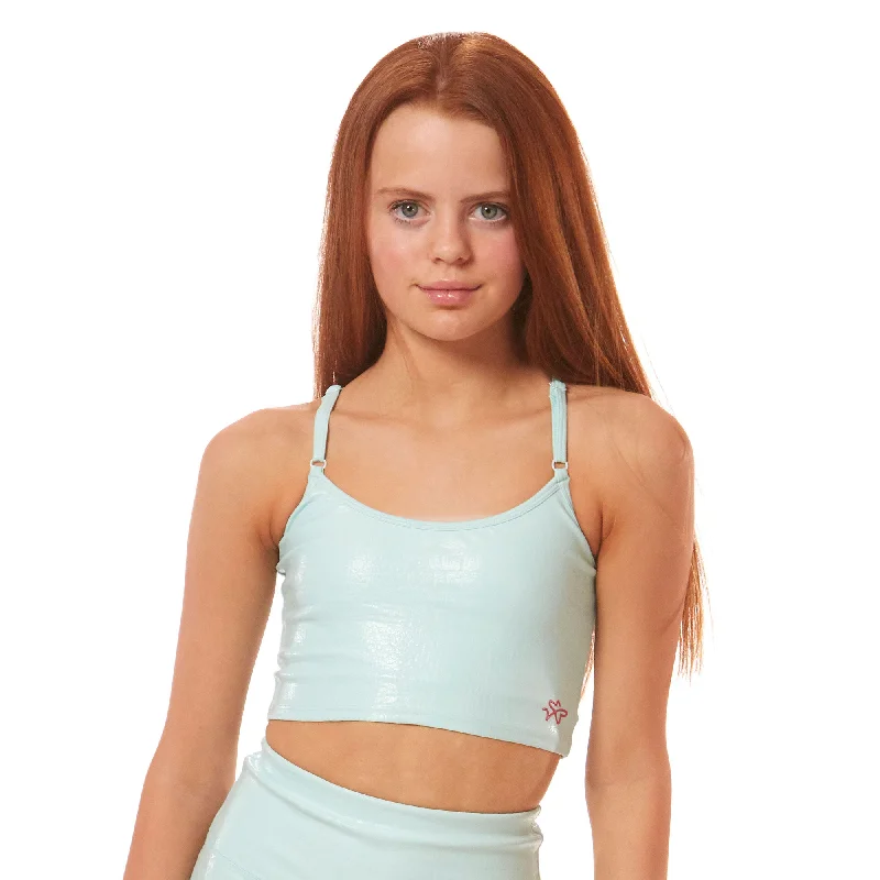 petite women sport bra with proper fitVitality Crop Top - Sky Blue Crocodile