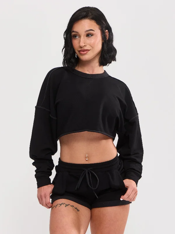 petite medium impact women sport braWildest Dreams Crop - Black